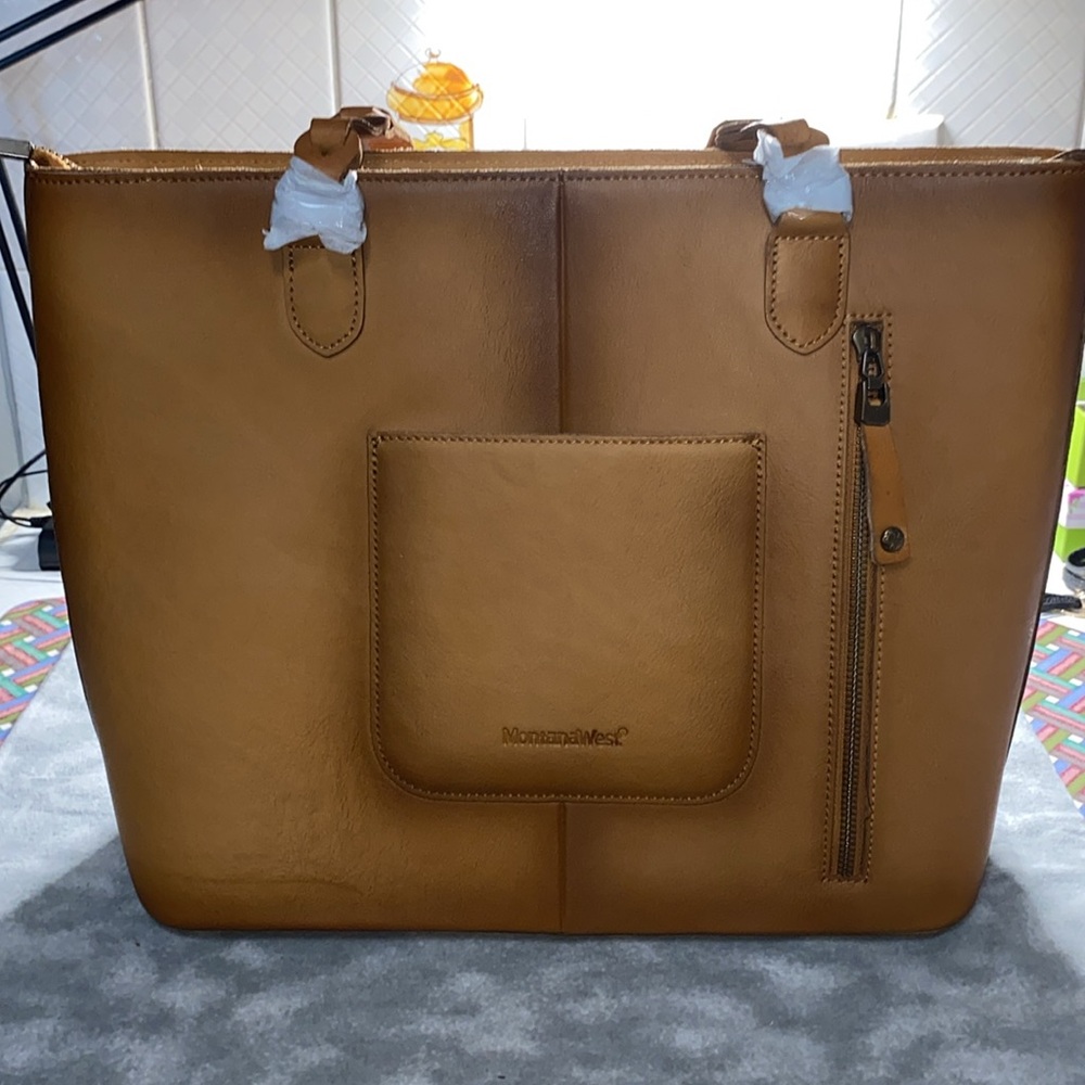 Montana West NWT Genuine Leather Tote Bag - Studded Design - Picture 2 of 11